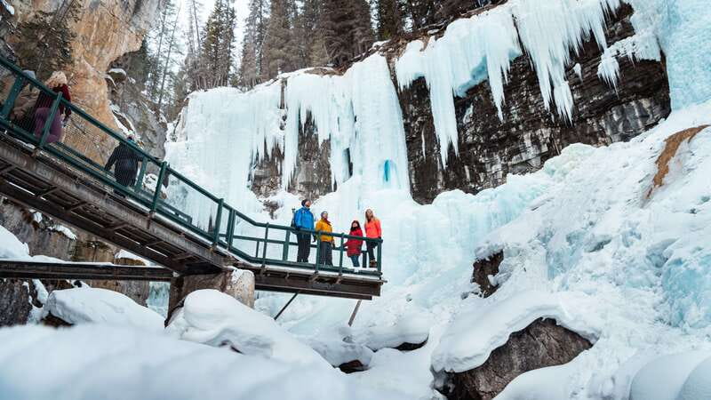 Banff: Morning or Afternoon Johnston Canyon Icewalk - Johnston Canyon Upper Falls: catwalk drama and giant ice pillars