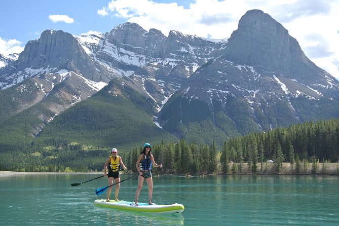 Intro to Stand Up Paddleboarding, Banff National Park - Johnson Lake views: calm water plus big Banff drama