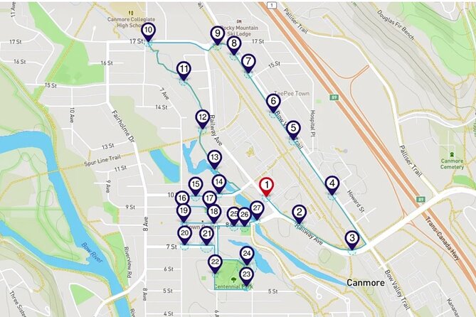 The Sights of Canmore: a Smartphone Audio Walking Tour - Where You Start: A Simple Town-Loop Plan